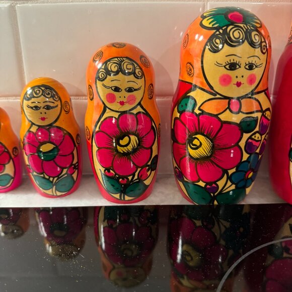 Vintage Russian Nesting Dolls 1990s Set 8 Hand-Painted Matryoshka Stacking rare - Picture 8 of 16
